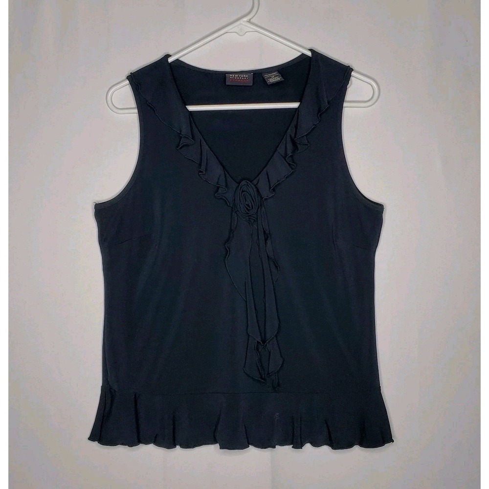 Y2K Rosette Ruffle Vneck Tank Medium Stretch Whimsigoth Witchy 90s Fairy